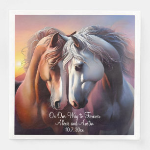 Beautiful Pair of Horses Forever Anniversary Napkin