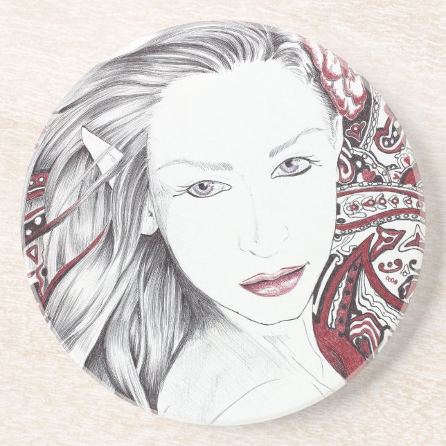 Beautiful Paisley Female Elf Coaster (Front)