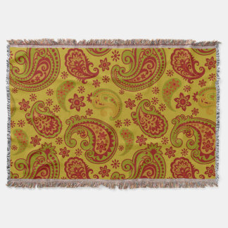Beautiful Paisley | olive citron burgundy Throw Blanket
