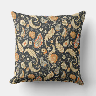 Beautiful Paisley Pattern Dark And Colourful Desig Throw Pillow