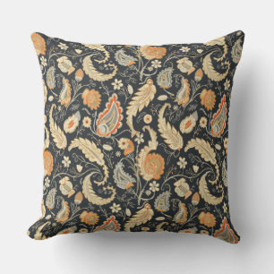 Beautiful Paisley Pattern Dark And Colourful Desig Throw Pillow