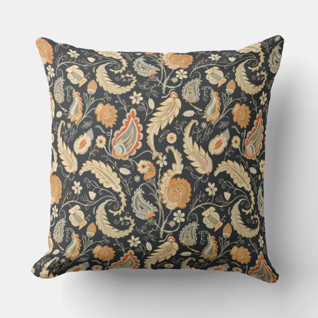 Beautiful Paisley Pattern Dark And Colourful Desig Throw Pillow (Front)