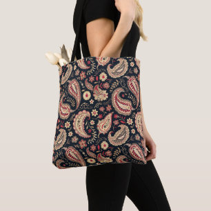 Beautiful Paisley Pattern Dark N Red Mix Tote Bag