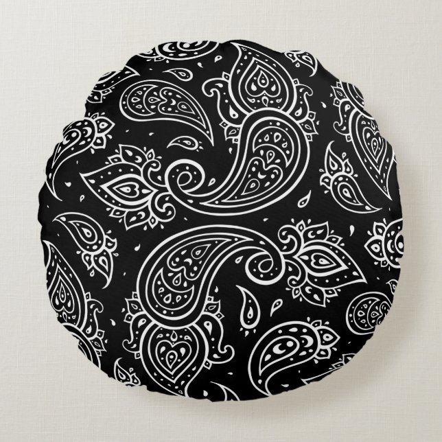 Beautiful paisley seamless pattern round pillow (Front)