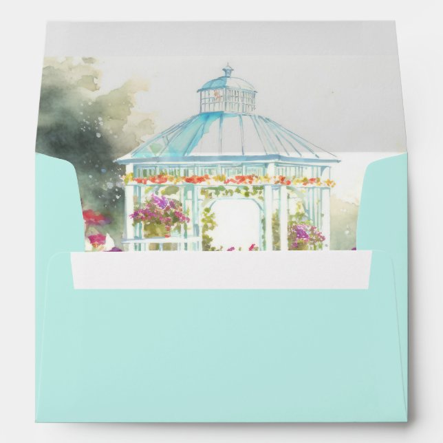 Beautiful Pale Turquoise Garden Wedding Envelope (Back (Bottom))