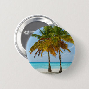 Beautiful Palm Trees on a Tropical Beach 2 Inch Round Button