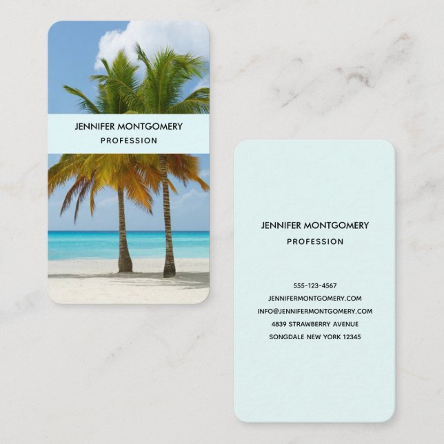 Beautiful Palm Trees on a Tropical Beach Business Card (Front/Back)
