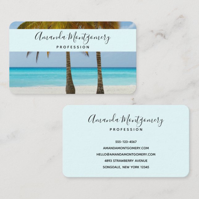 Beautiful Palm Trees on a Tropical Beach Business Card (Front/Back)