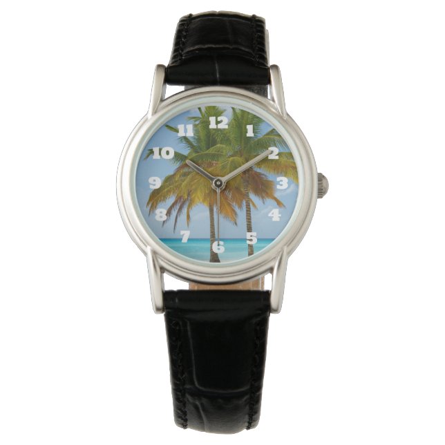 Beautiful Palm Trees on a Tropical Beach Watch (Front)