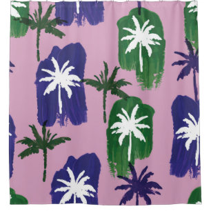 Beautiful palm trees pattern hand painted on pink