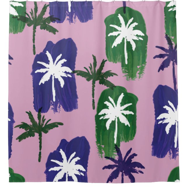 Beautiful palm trees pattern hand painted on pink  (Front)