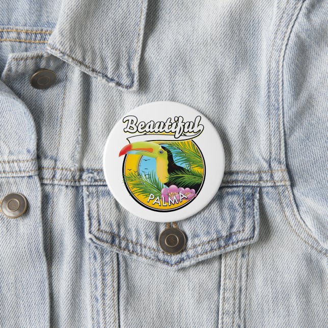 Beautiful Palma, toucan logo  3 Inch Round Button (In Situ)