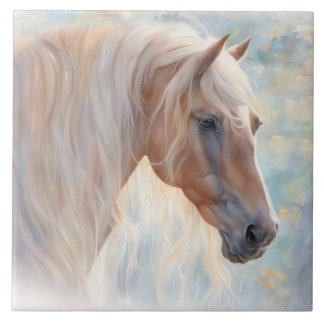 Beautiful Palomino Horse Long Mane Tile