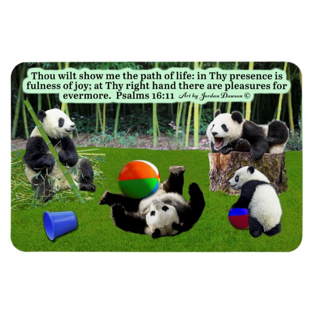 Beautiful Panda Scripture Magnet  Psalms 16:11 (Horizontal)