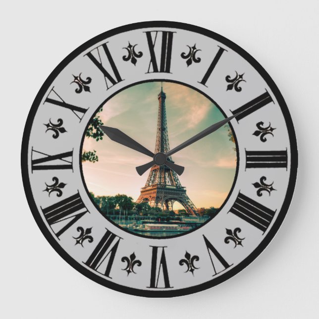 Beautiful Paris ~ Eiffel Tower At Twilight ~ * ~  Large Clock (Front)