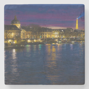 Beautiful Paris France Evening Skyline Stone Coaster