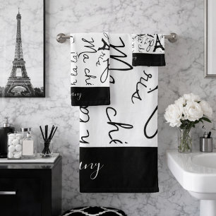 Beautiful Paris in Black and White Bath Towel Set