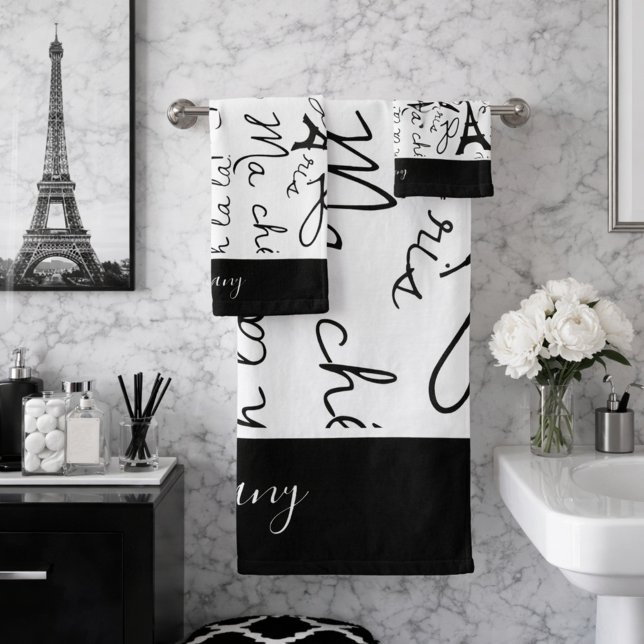 Beautiful Paris in Black and White Bath Towel Set (Creator Uploaded)
