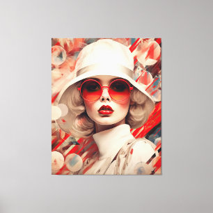 Beautiful Parisian Women in sunglasses and hat Canvas Print