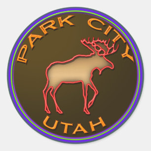 Beautiful Park City Moose Medallion Gear Classic Round Sticker