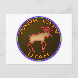 Beautiful Park City Moose Medallion Gear Postcard