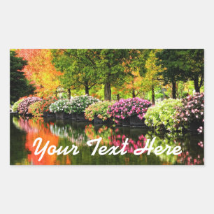 Beautiful Park Colourful Flowers Autumn Trees Pond Sticker