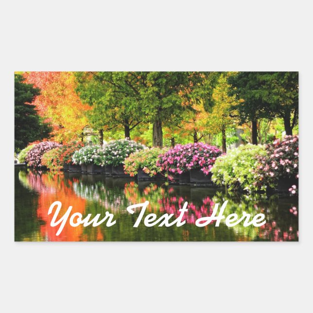 Beautiful Park Colourful Flowers Autumn Trees Pond Sticker (Front)