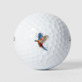Beautiful parrot lifting its wings golf balls