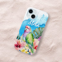 Beautiful Parrot Tropical Floral Watercolor Aloha