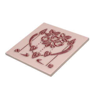 Beautiful Pastel Art Nouveau Ceramic Tile