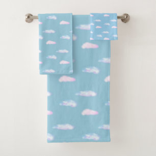 Beautiful Pastel Clouds on Light Blue Bath Towel Set