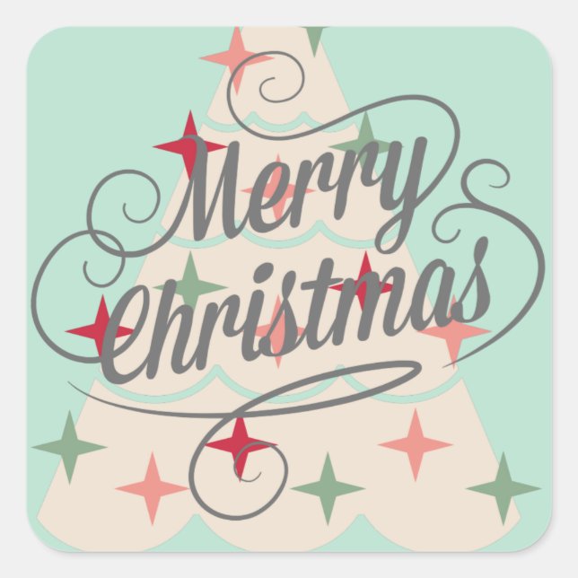 Beautiful Pastel Colour Christmas Tree Square Sticker (Front)