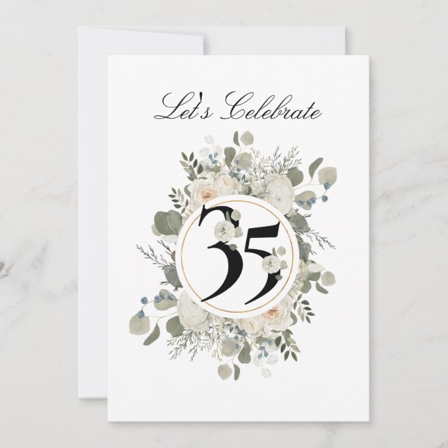 Beautiful Pastel Floral 35th ANNIVERSARY  Invitation (Front)