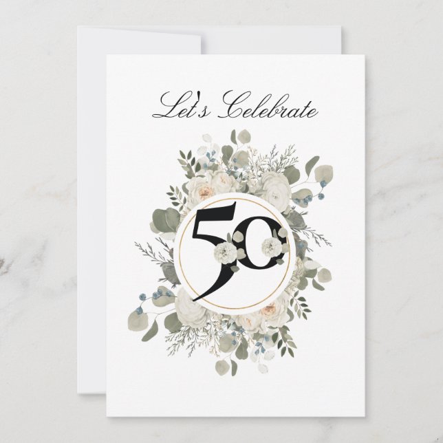 Beautiful Pastel Floral 50th ANNIVERSARY  Invitation (Front)