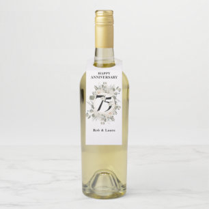 Beautiful Pastel Floral 75th ANNIVERSARY Bottle Tag