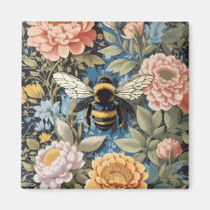 Beautiful Pastel Floral and Bumblebee  Magnet