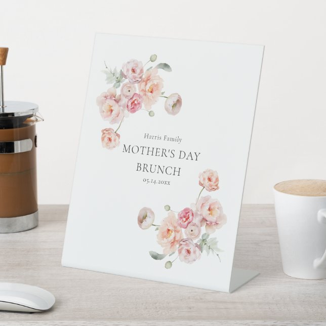Beautiful Pastel Floral Mother's Day Brunch Pedestal Sign (In SItu)