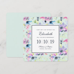 Beautiful Pastel Floral Watercolor - Bridesmaid Invitation