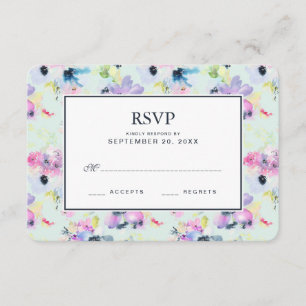Beautiful Pastel Floral Watercolor - Wedding RSVP Card