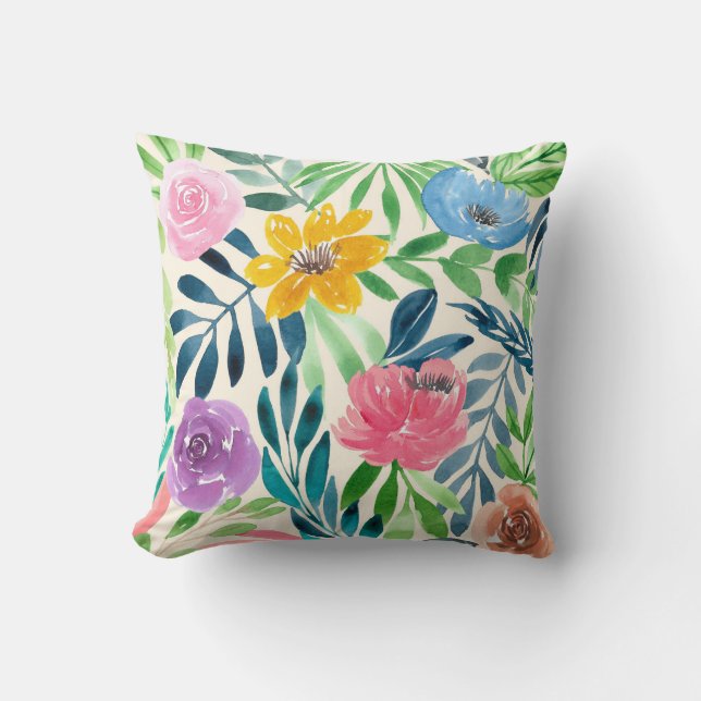Beautiful pastel flowers floral Throw Pillow (Front)