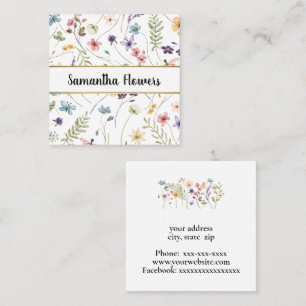Beautiful pastel flowers square business card