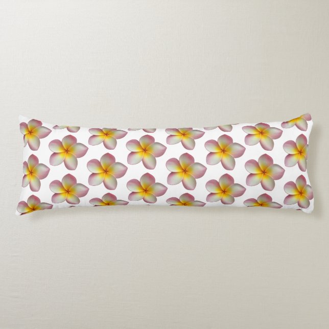 Beautiful Pastel Frangipani Plumeria Flowers Body Pillow (Front)
