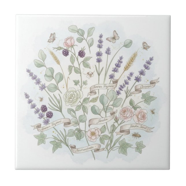 Beautiful Pastel French Country Kitchen Wall Tiles (Front)