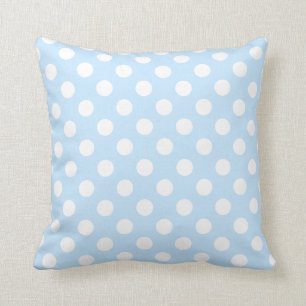 Beautiful Pastel Light Blue Color White Polka Dots Throw Pillow