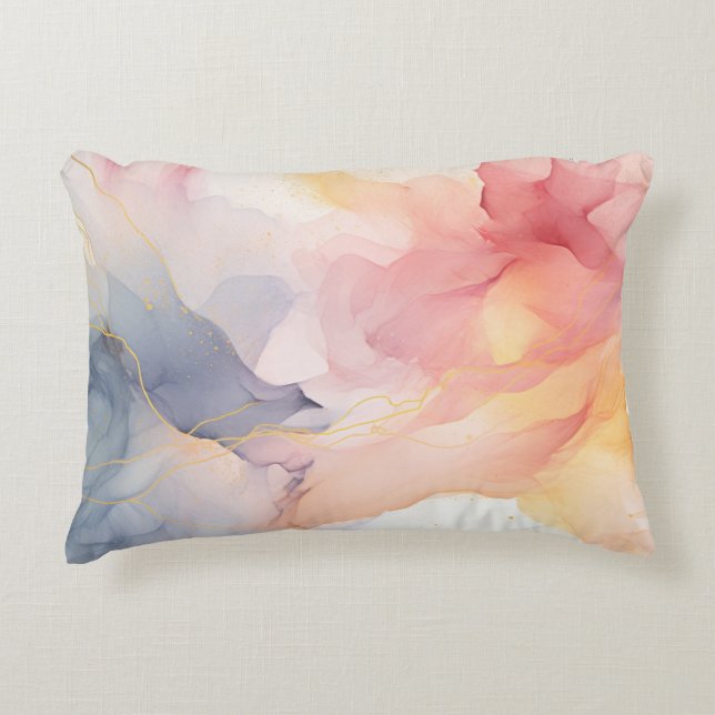 Beautiful pastel Mosaic Watercolor Throw Pillow (Front)