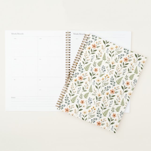 Beautiful Pastel Neutral Soft Colours Wildflowers Planner (Display)