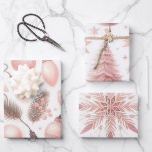 Beautiful Pastel Pink Christmas Designs Wrapping Paper Sheet