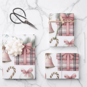Beautiful Pastel Pink Christmas Designs Wrapping Paper Sheet