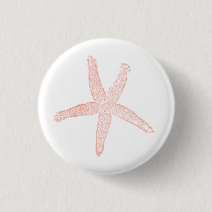 Beautiful Pastel Pink Starfish Illustration 1 Inch Round Button