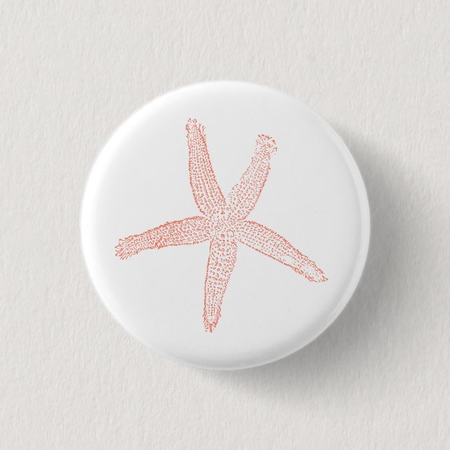Beautiful Pastel Pink Starfish Illustration 1 Inch Round Button (Front)